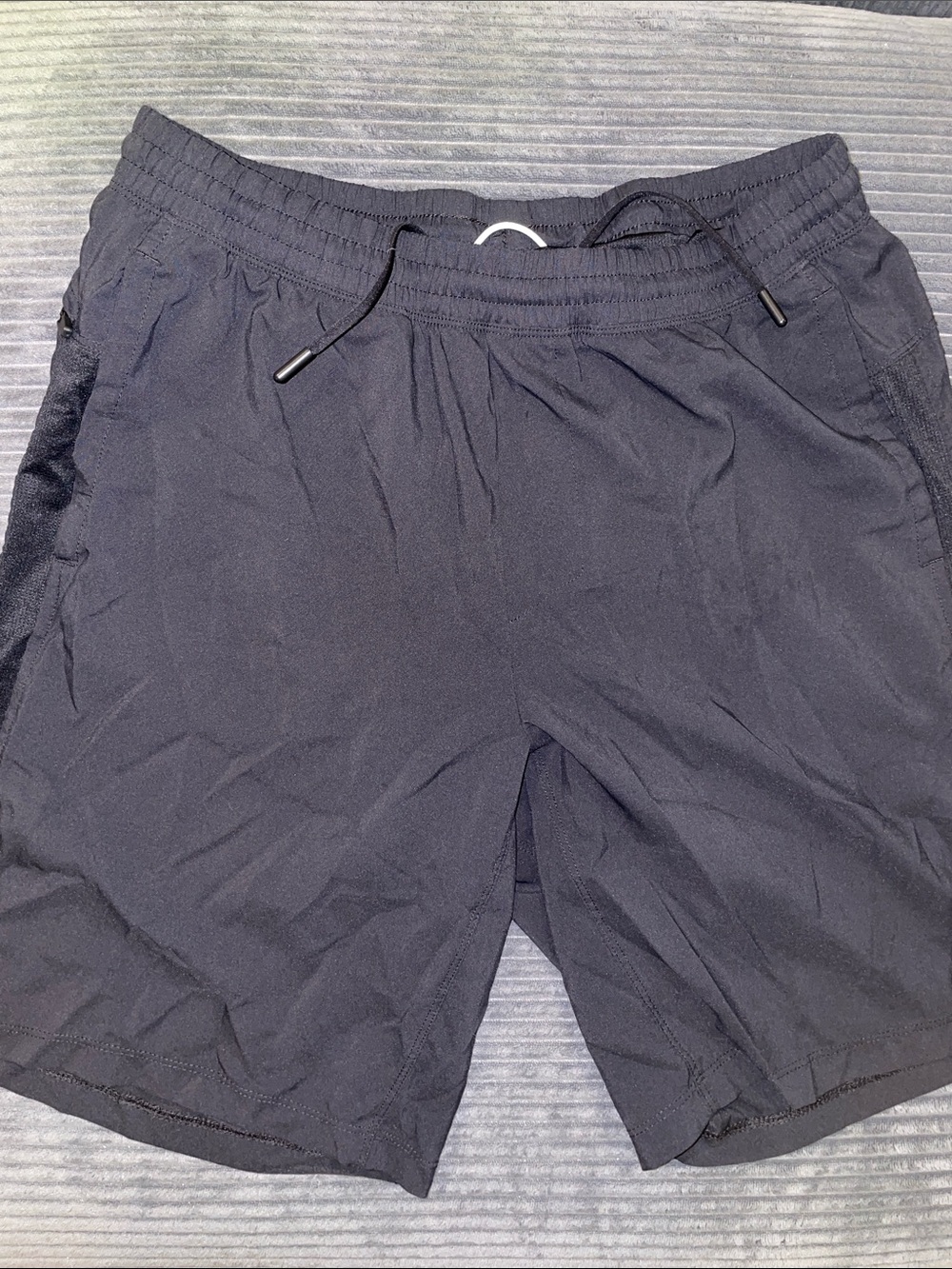 all in motion Black Athletic Drawstring Shorts - (3 pockets) rear zipper pocket